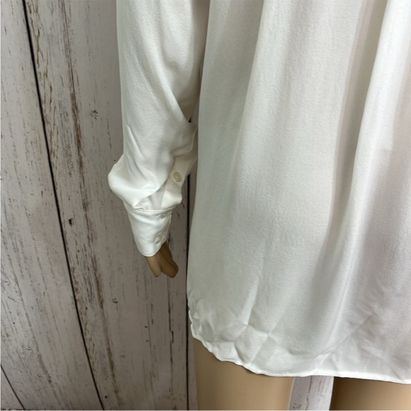NWT Vince 100% Silk Cream Offwhite Wisteria Wallflower Silk Shirt - Picture 10 of 14